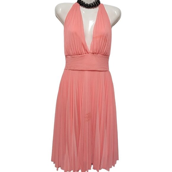 𝅺MARILYN Monroe Style Halter Salmon Pink Dress - Size S - Picture 1 of 16